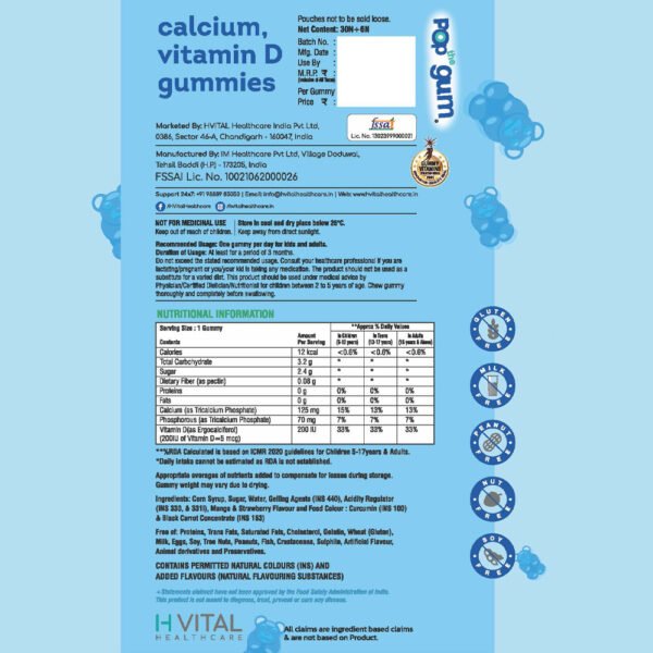 Calcium and Vitamin D Gummies - Pack Back