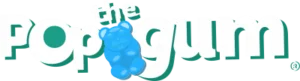 Pop The Gum Gummies white Logo